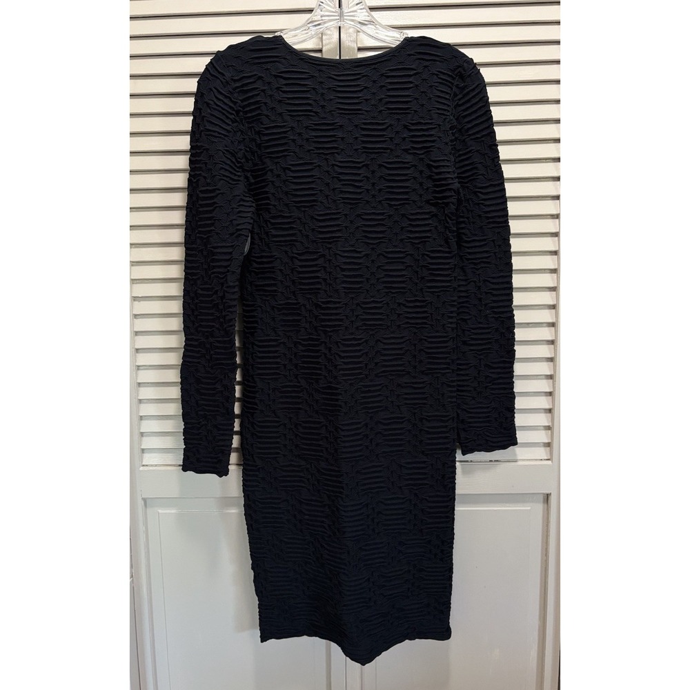 Tees By Tina Bodycon Midi Dress Black Long Sleeve Scoop Neck Size OS NWT - Picture 4 of 7